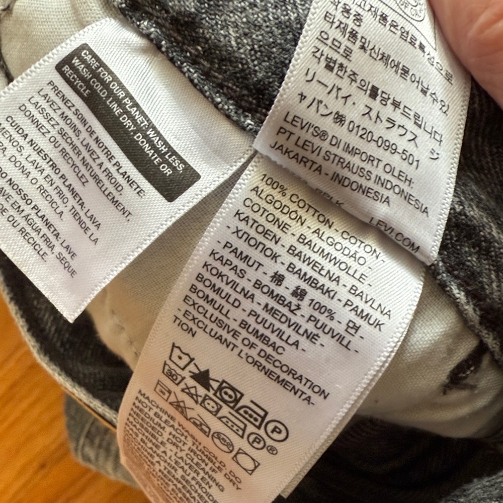 Levi's 94 Baggy Wide Leg Mid Rise Black Gray Jeans 25 x 30 - Picture 4 of 7